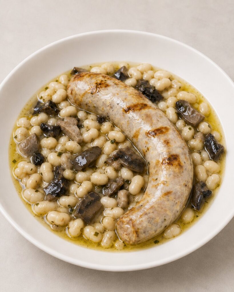 botifarra amb mongetes i bolets